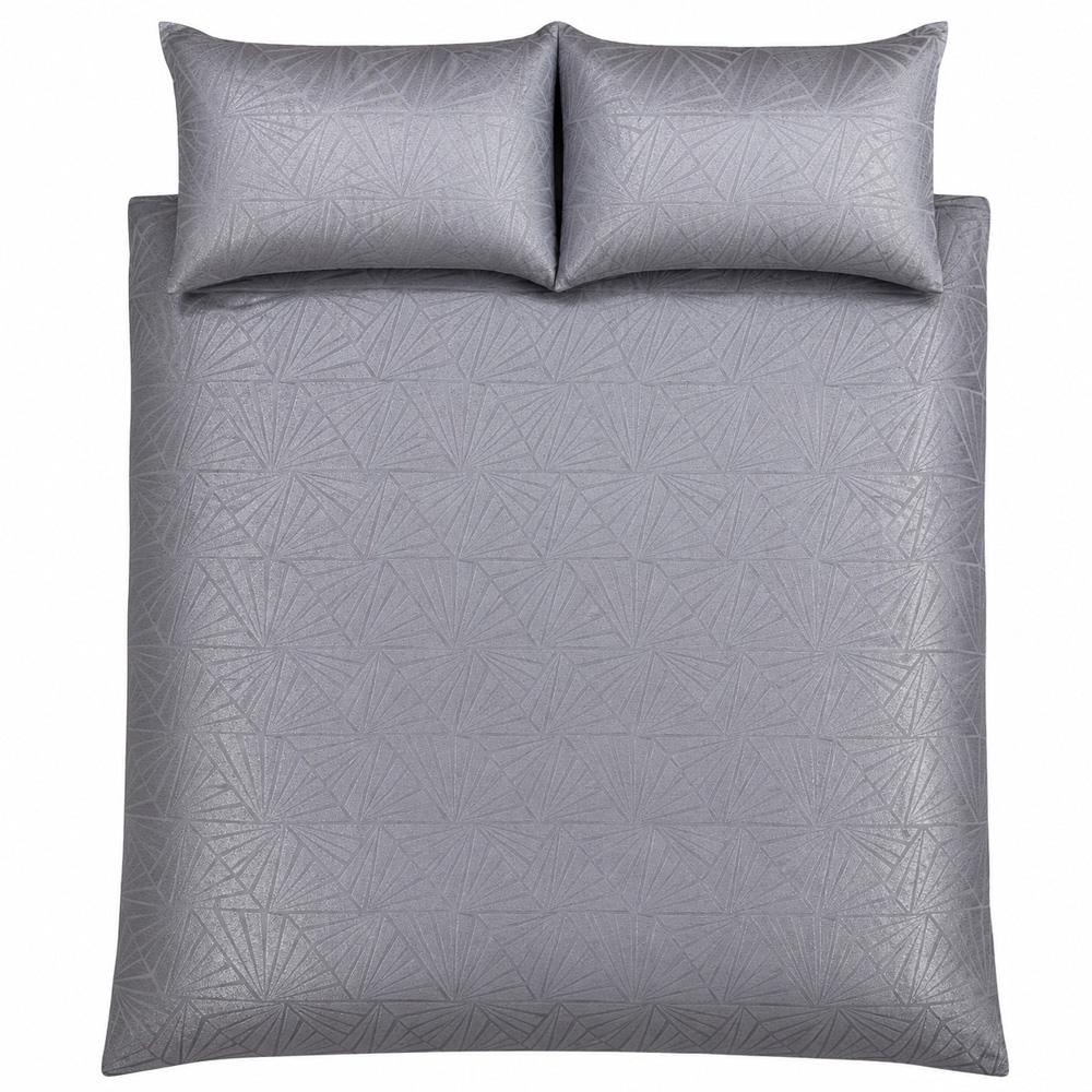 Smart Living Single Silver Lurex Jacquard Geometric Duvet Cover Set Image 4