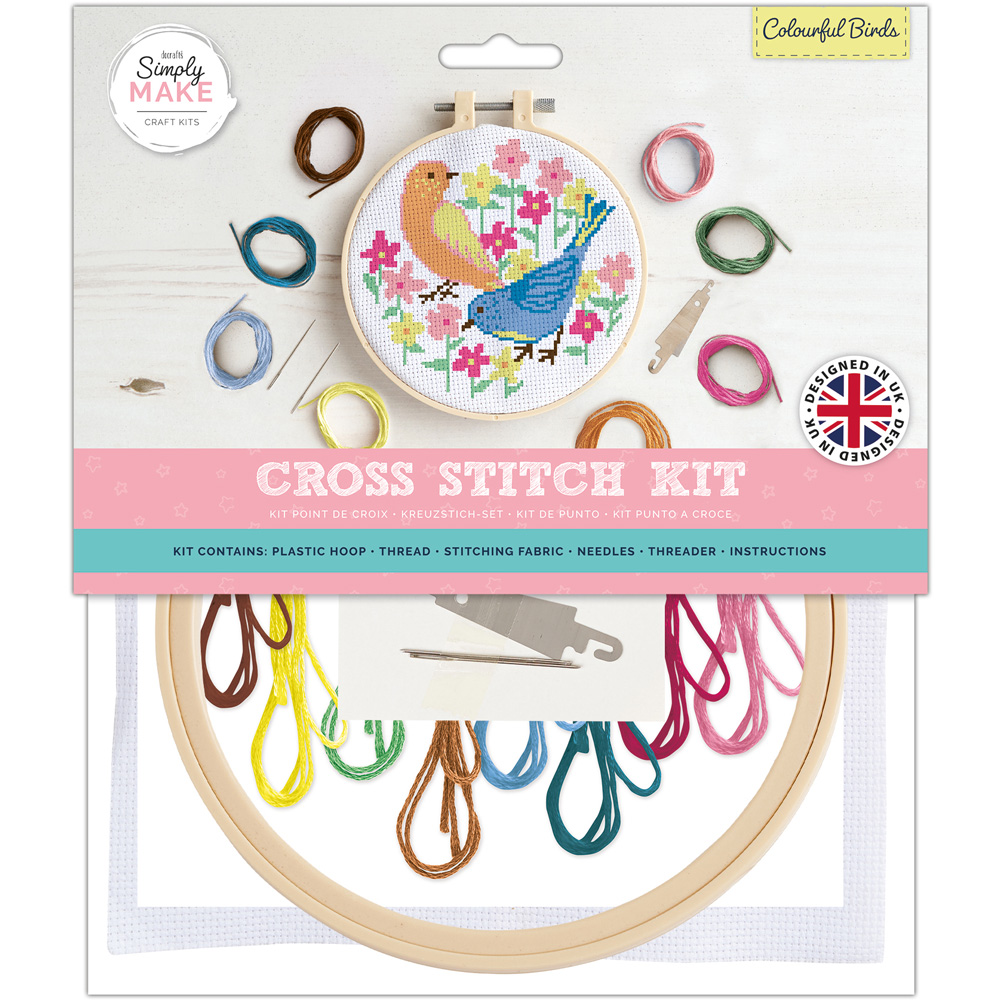 Simply Make Colourful Birds Cross Stitch Craft Kit Image 1