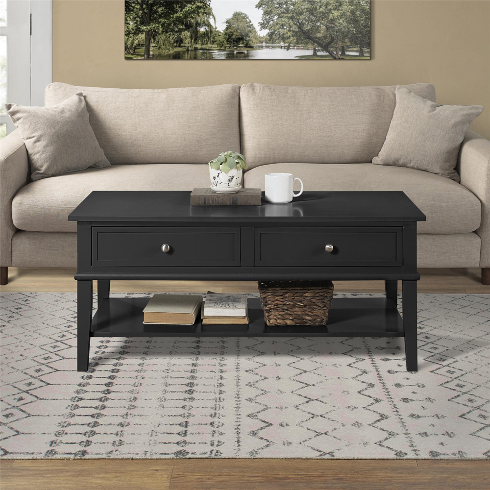 Dorel Franklin 2 Drawer Single Shelf Black Coffee Table Image 6