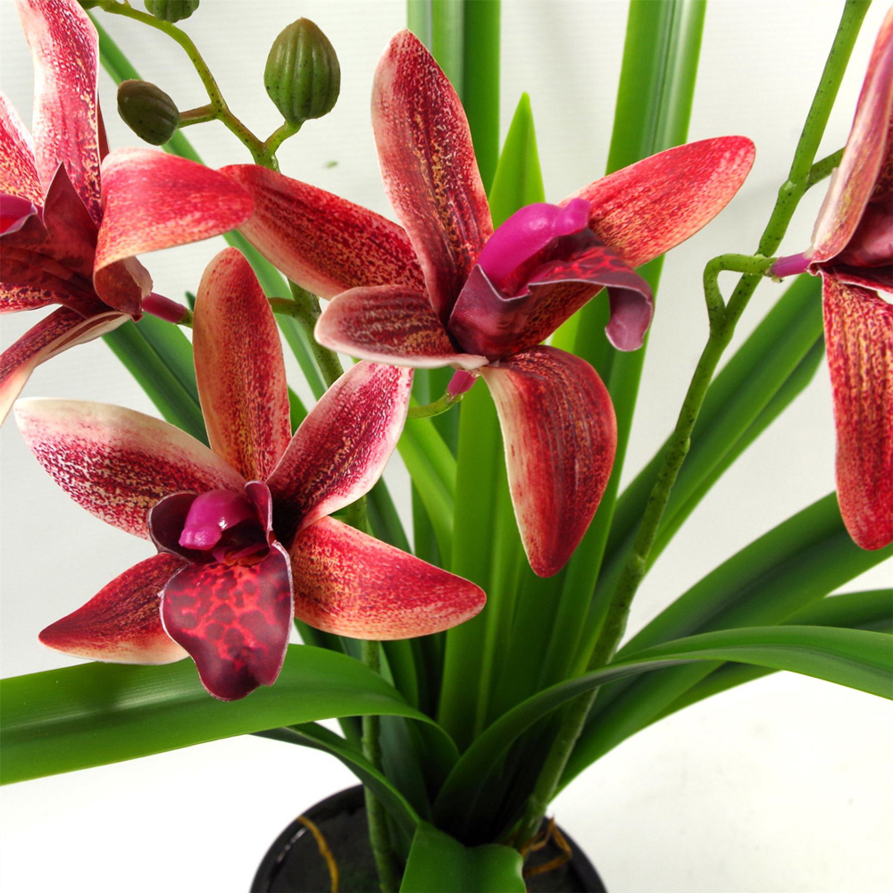Leaf Large Dark Pink Artificial Orchid Plant in Ceramic Planter 50cm Image 5