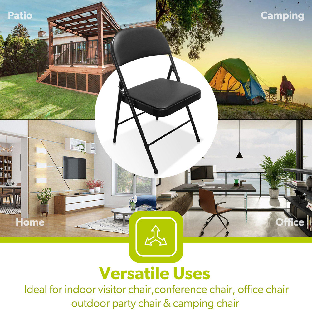 Royalford Black Padded Foldable Metal Dining Chair Image 6