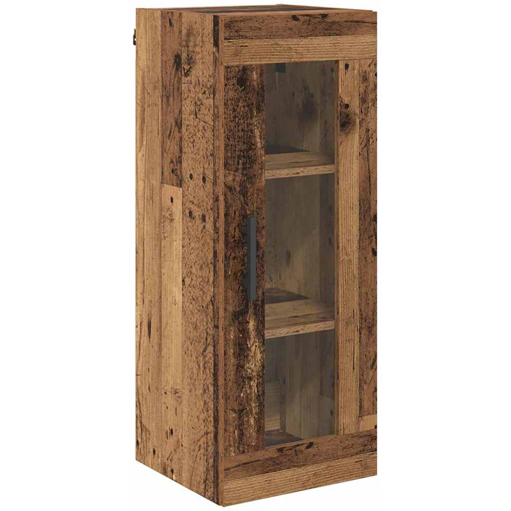 vidaXL Single Glass Door 3 Drawer Old Wood Tall Slim Highboard Image 7