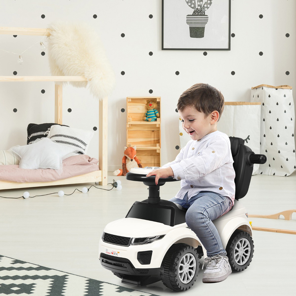 Costway 3-in-1 Kids White Sliding Ride On Push Car Stroller Image 6