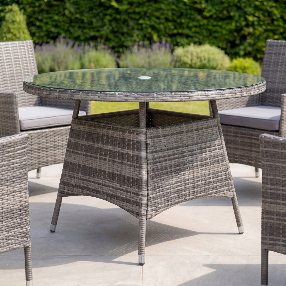 Charles Bentley Rattan 4 Seater Dining Table Grey Image 8