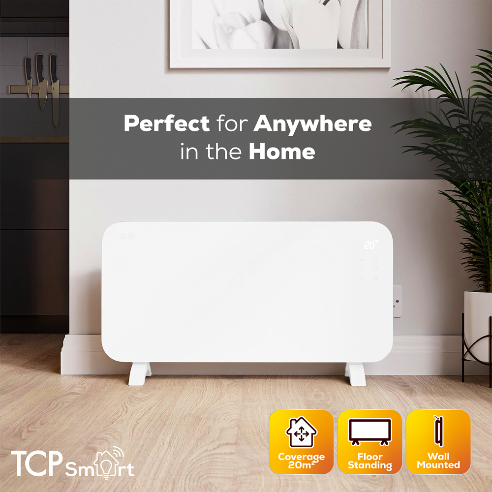 TCP Smart Moonlit White Glass Panel Heater with Energy Monitoring 2000W Image 5