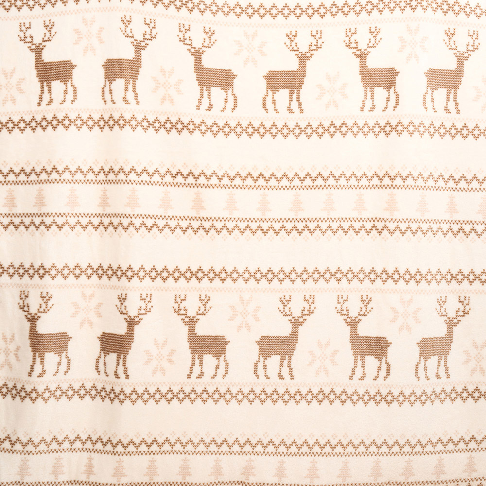 Winter Stags Fleece Throw Natural Image 4