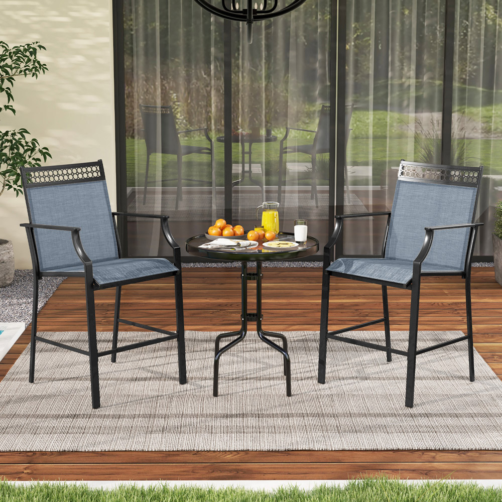 Costway Set of 2 Blue Outdoor Patio Chairs with Footrest Image 3
