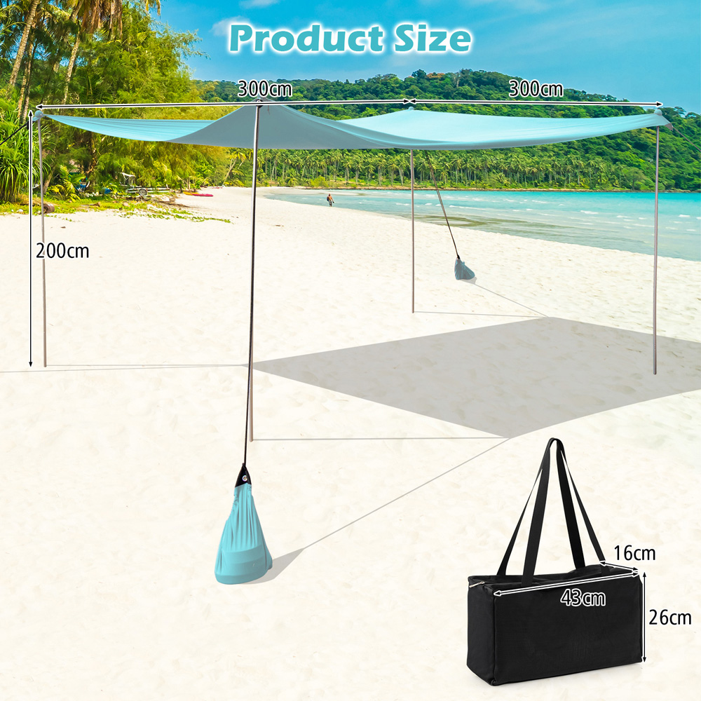 Costway 8 Person Beach Tent Sun Shelter Green Image 9