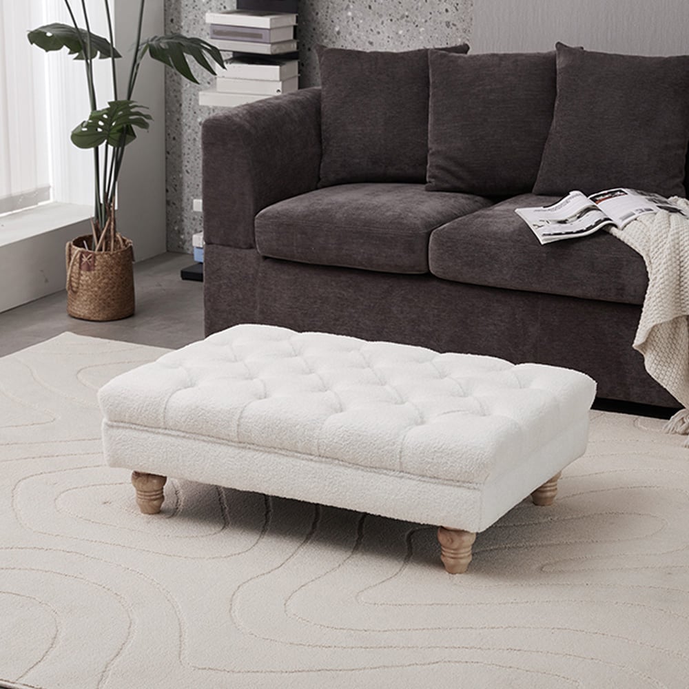 Living and Home Teddy Fleece Upholstered Footstool Image 8