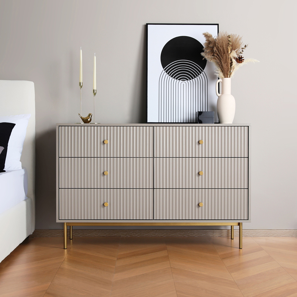6 Drawer Grey Chest of Drawers Image 3