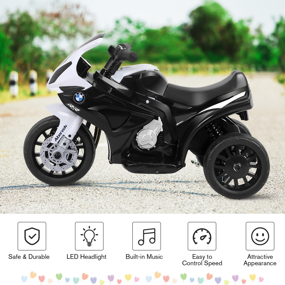 Costway Kids Black Ride On Motorcycle with Training Wheels and Headlight 6V Image 6