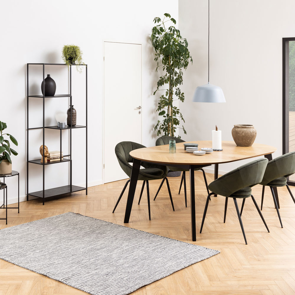 Florence Georgetown Round 6 Seater Dining Table Oak and Black Image 9