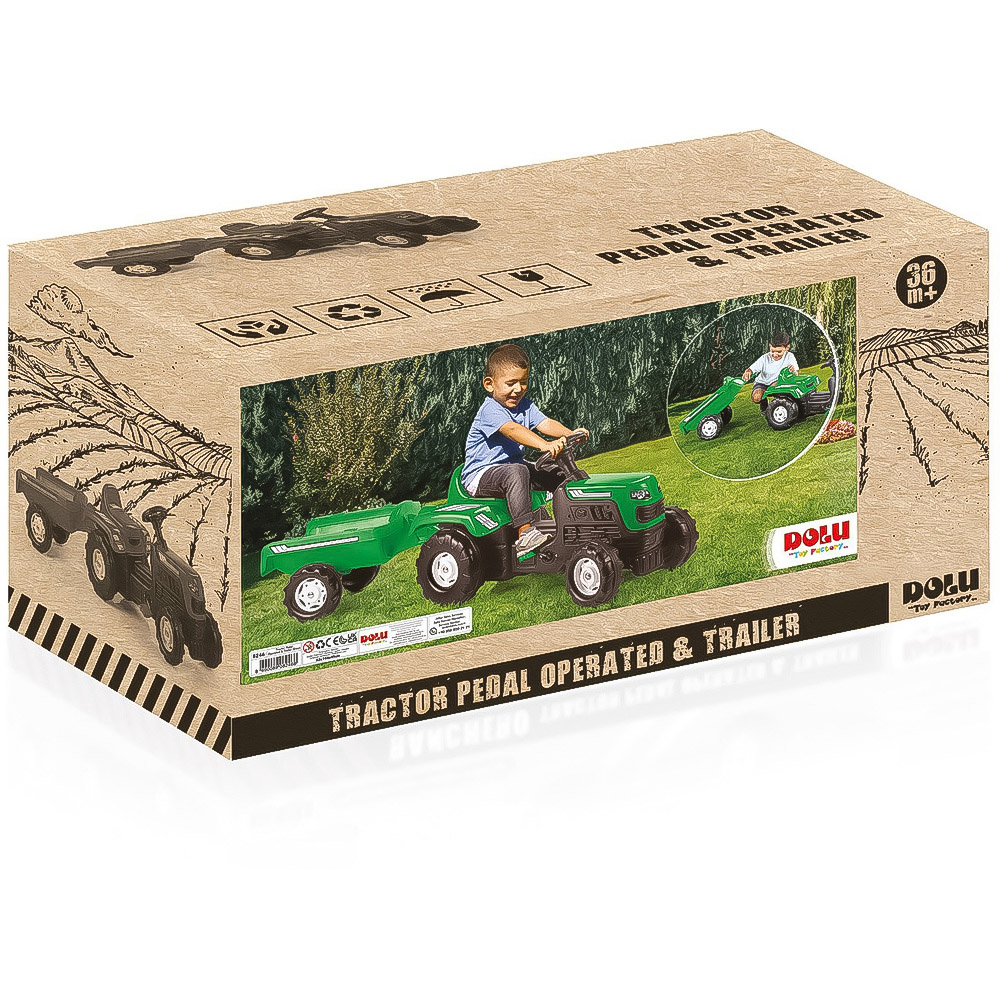 Pedal Operated Tractor and Trailer - Green Image 4