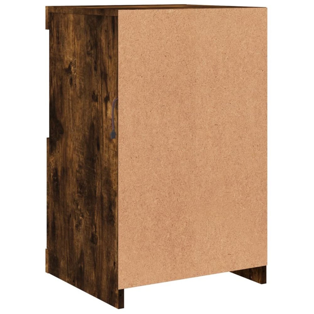 vidaXL 2 Shelf Single Door Smoked Oak Side Cabinet with LED Lights Set of 2 Image 8