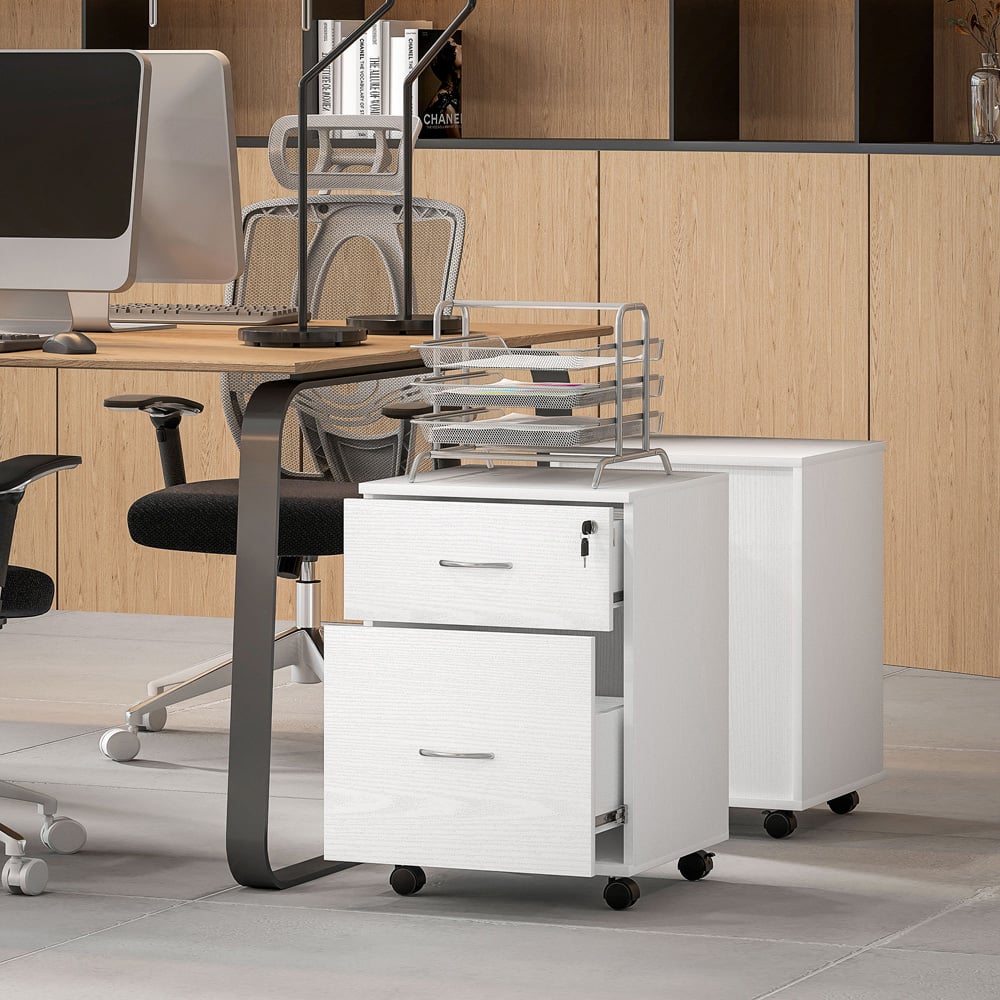HOMCOM 2 Drawer White Office Mobile Filing Cabinet Image 5
