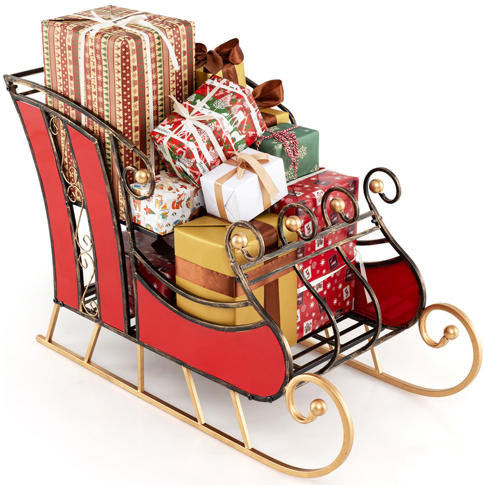 Costway 2 Shelf Santa Sleigh Storage Christmas Decoration Image 3