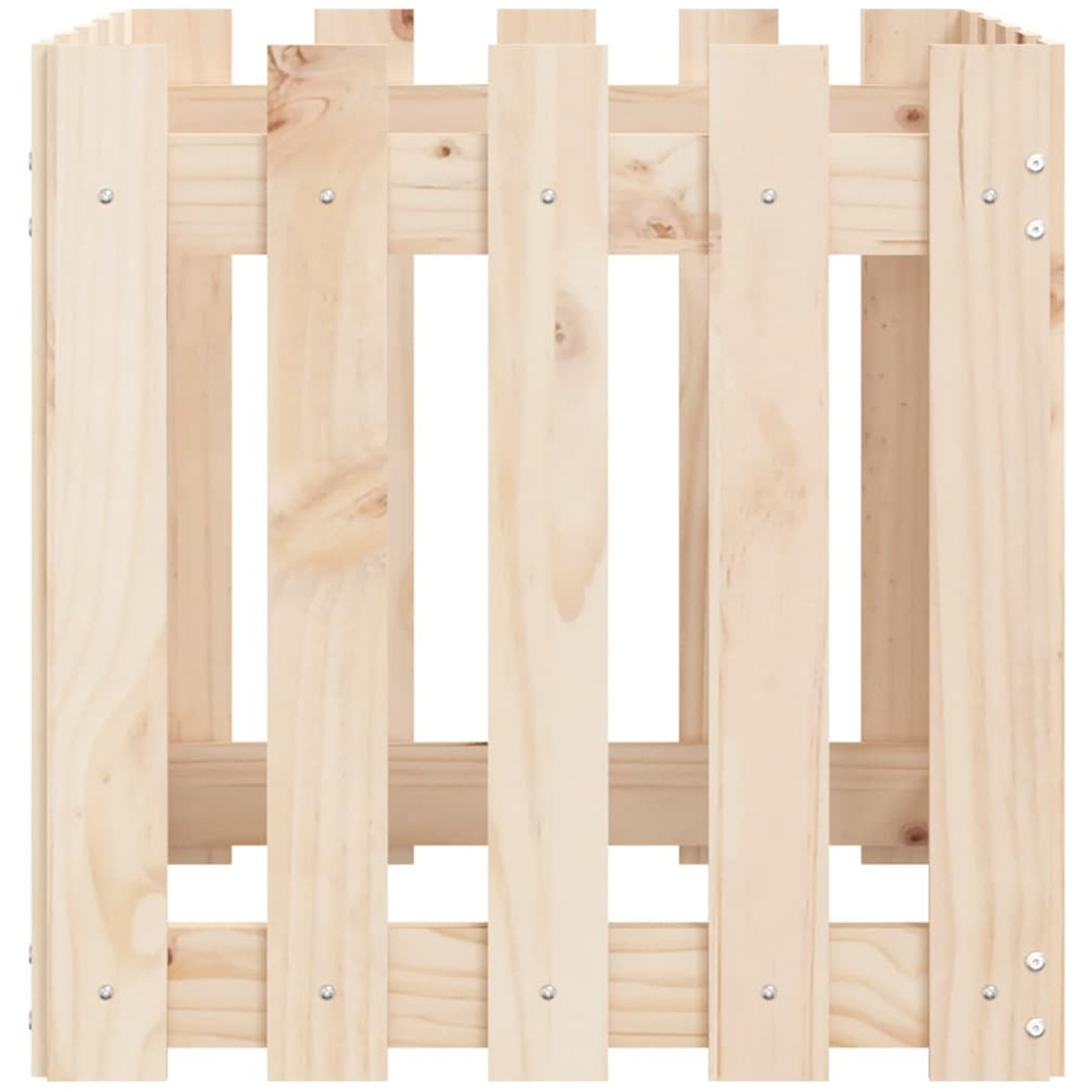 vidaXL Natural Solid Pine Wood Fence Design Garden Planter 50 x 50 x 50cm Image 5