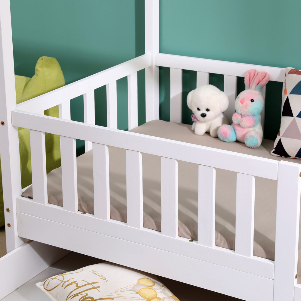 Portland Wood House 2 Drawer White Style B Kids Bed Frame Image 6