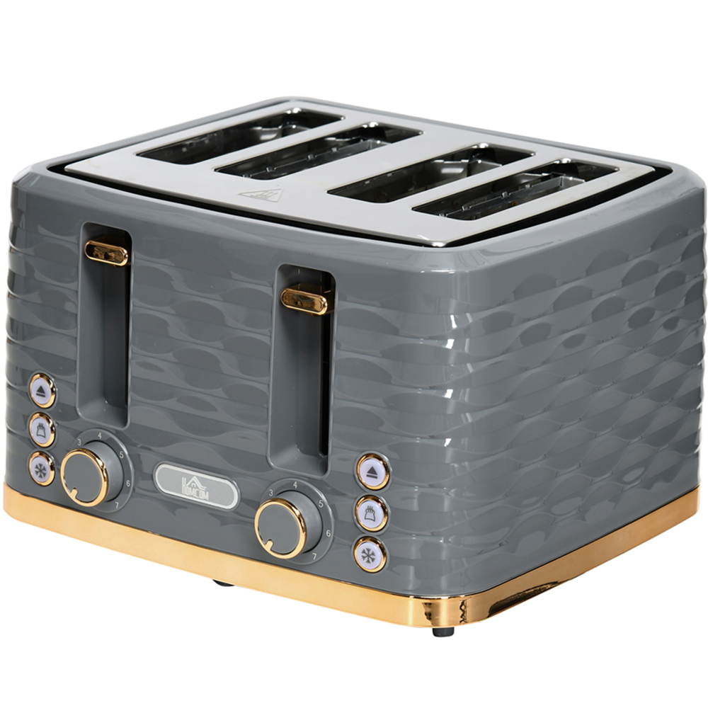 HOMCOM 800-209V70GY Grey Ripple 4 Slot Toaster 1600W Image 1