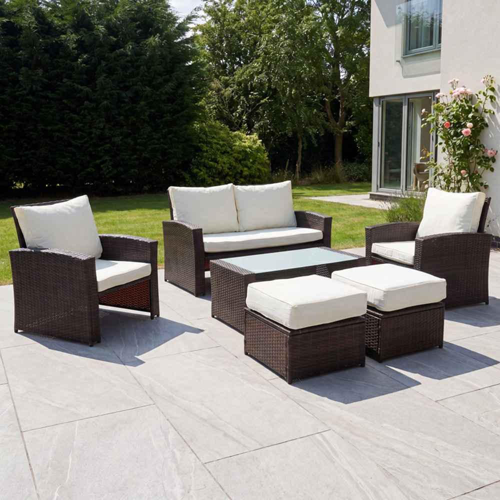 Artemis Home Dovera 6 Seater Brown Rattan Patio Set Image 1