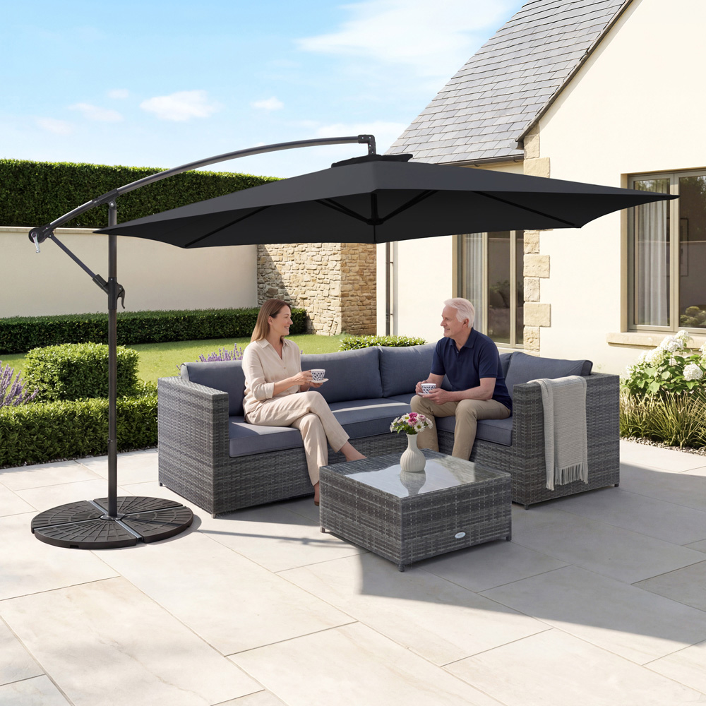 Charles Bentley Black Hanging Cantilever Parasol 3m Image 7