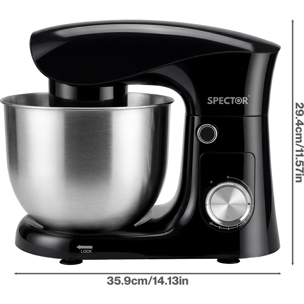 Spector MIX1003-BK-5L-UK 5L and 4.5L Mixing Bowl Electric Stand Mixer 1500W Image 9