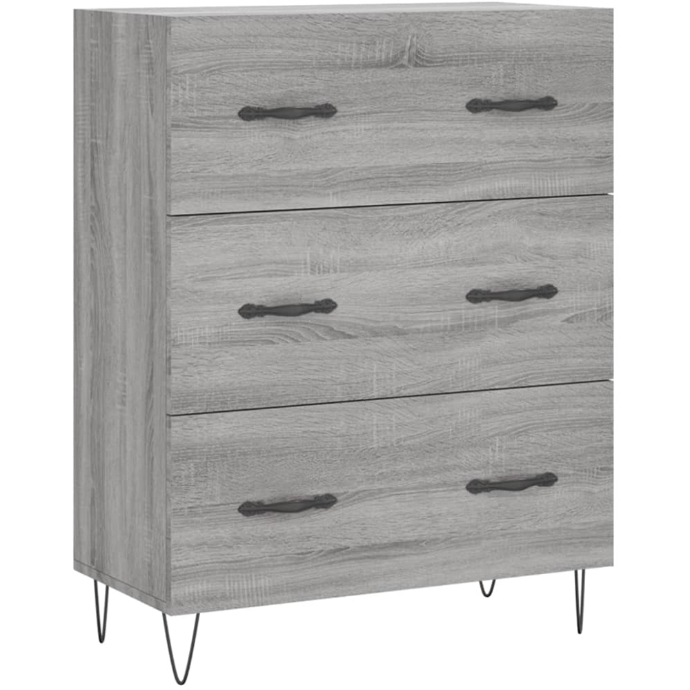 vidaXL 3 Drawer 3 Shelf Grey Sonoma Highboard Image 7