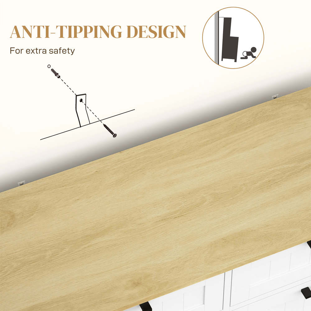 Portland Single Door 2 Drawer White Wood-Effect Sideboard with Tilt Out Trash Bin 38L Image 8