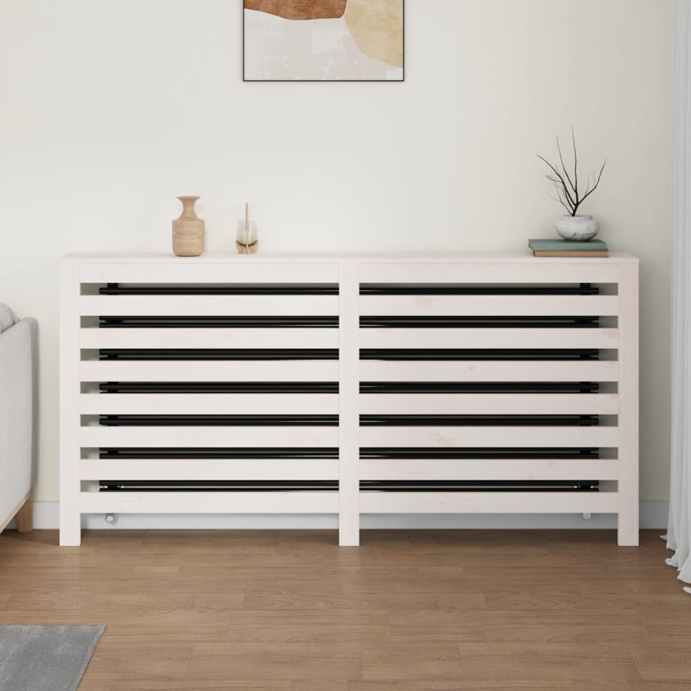 vidaXL White Solid Pine Wood Radiator Cover 169 x 19 x 84cm Image 2