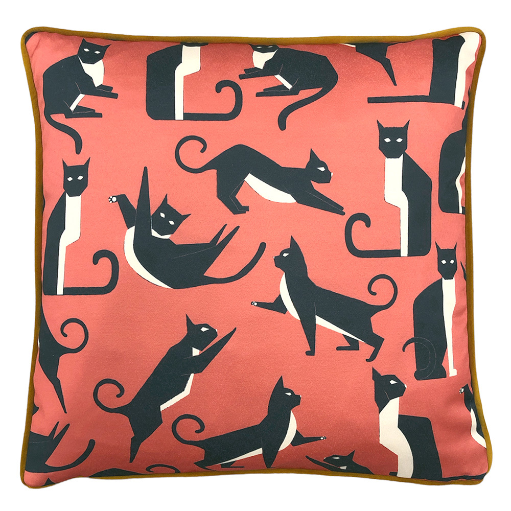 furn. Kitta Pink Watermelon Geo Cats Cushion Image 1