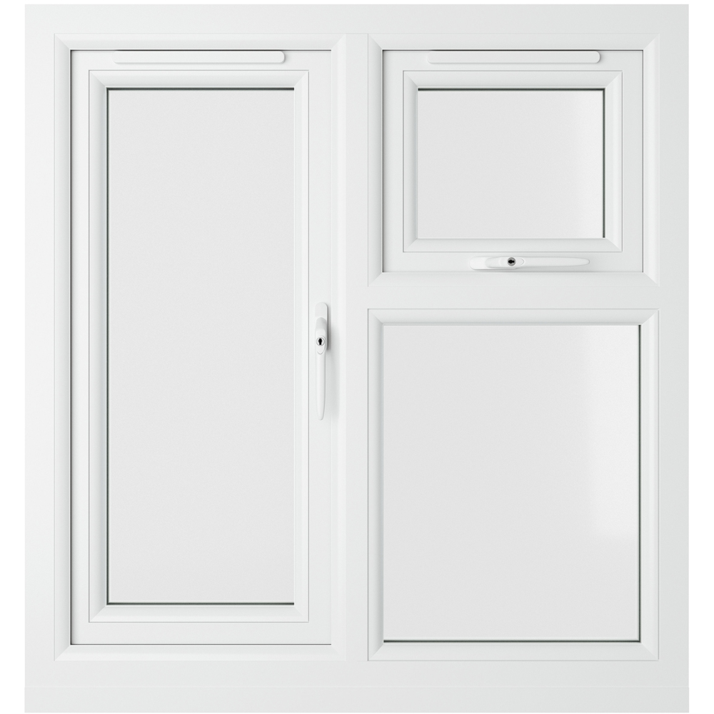 Crystal uPVC Triple Glazed Window RH Side Hung and Top Opener White Clear Glass 905x965mm Image 2