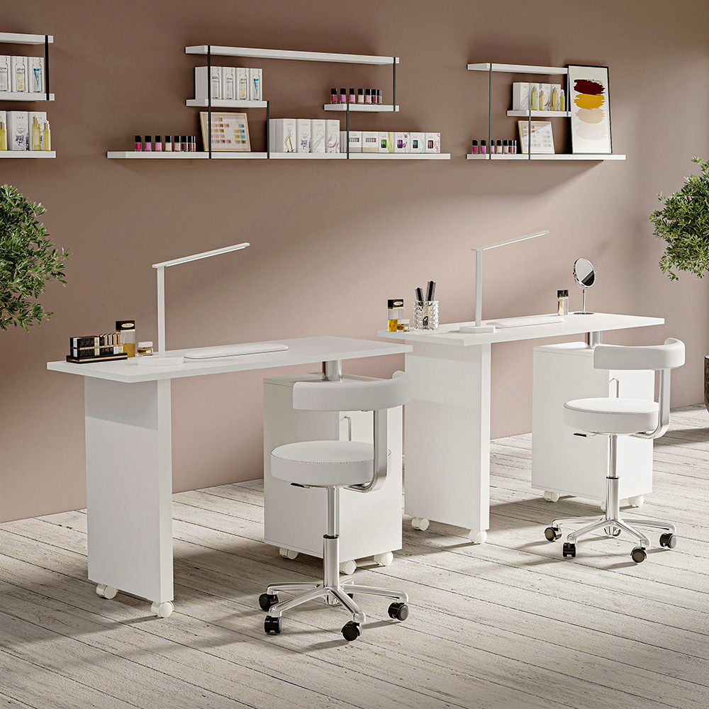 Living and Home Single Drawer White Rolling Manicure Table Image 7