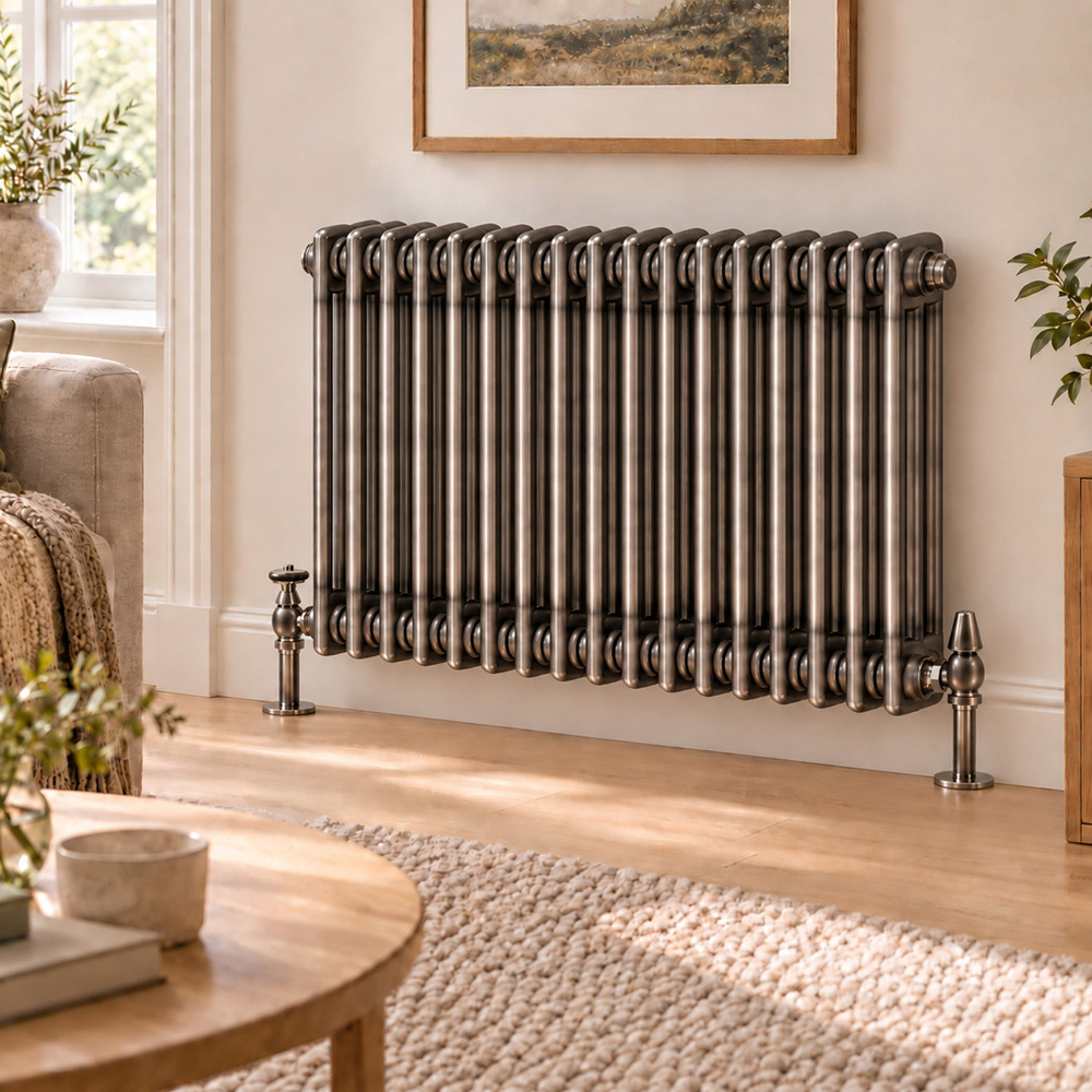 Go Bathrooms Clarence Raw Metal 3 Column Radiator 600 x 785mm Image 2