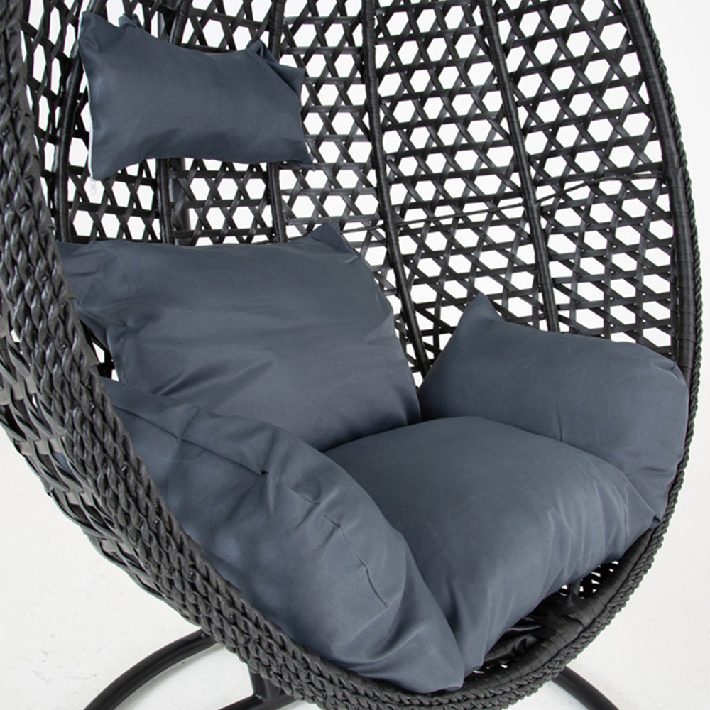 Outdoor Living The Onyx Black Hanging Swing Large Egg Chair with Cushions Image 5