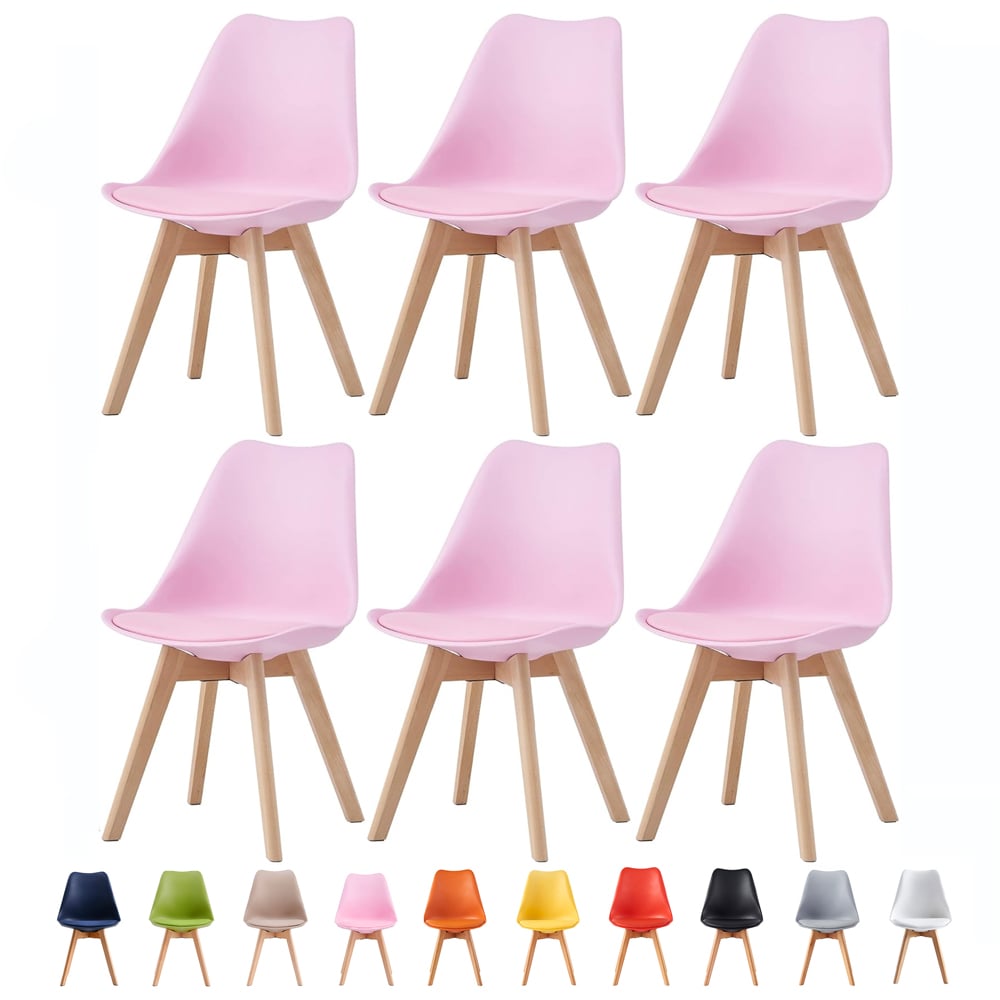 wilko Eva Set of 6 Pink Padded Dining Chairs Image 7