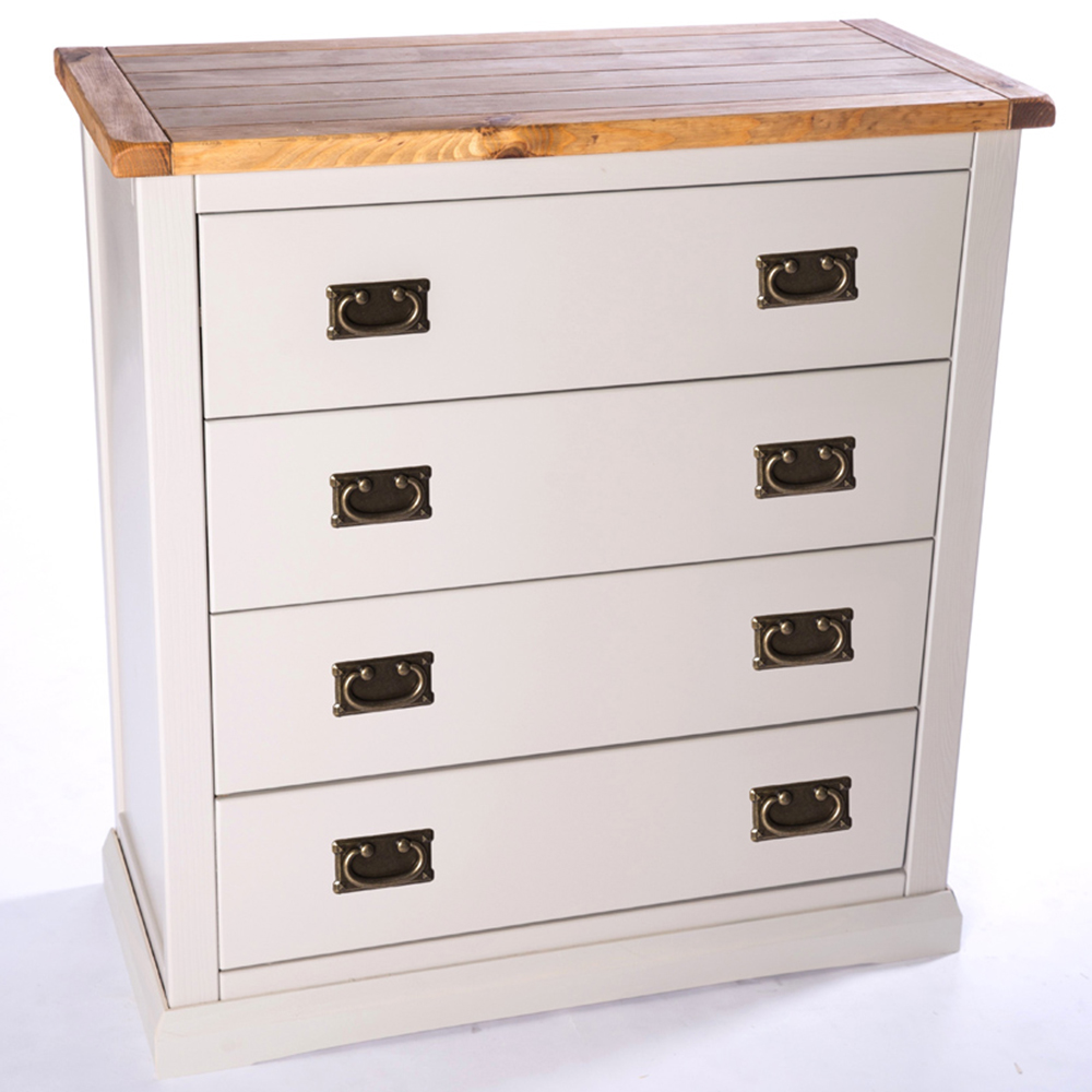 Loreo 4 Drawer Light Grey Chest of Drawers with Brass Drop Handles Image 4
