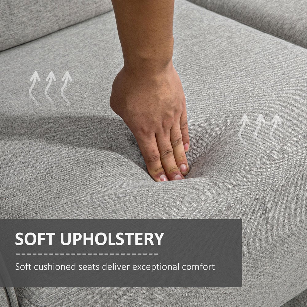 Portland 2 Seater Light Grey Linen Loveseat Sofa Image 4