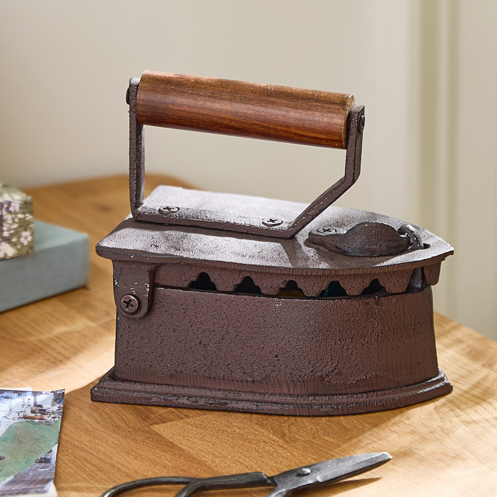 Dibor Vintage Cast Iron Trinket Sewing Box with Wooden Handle Image 5