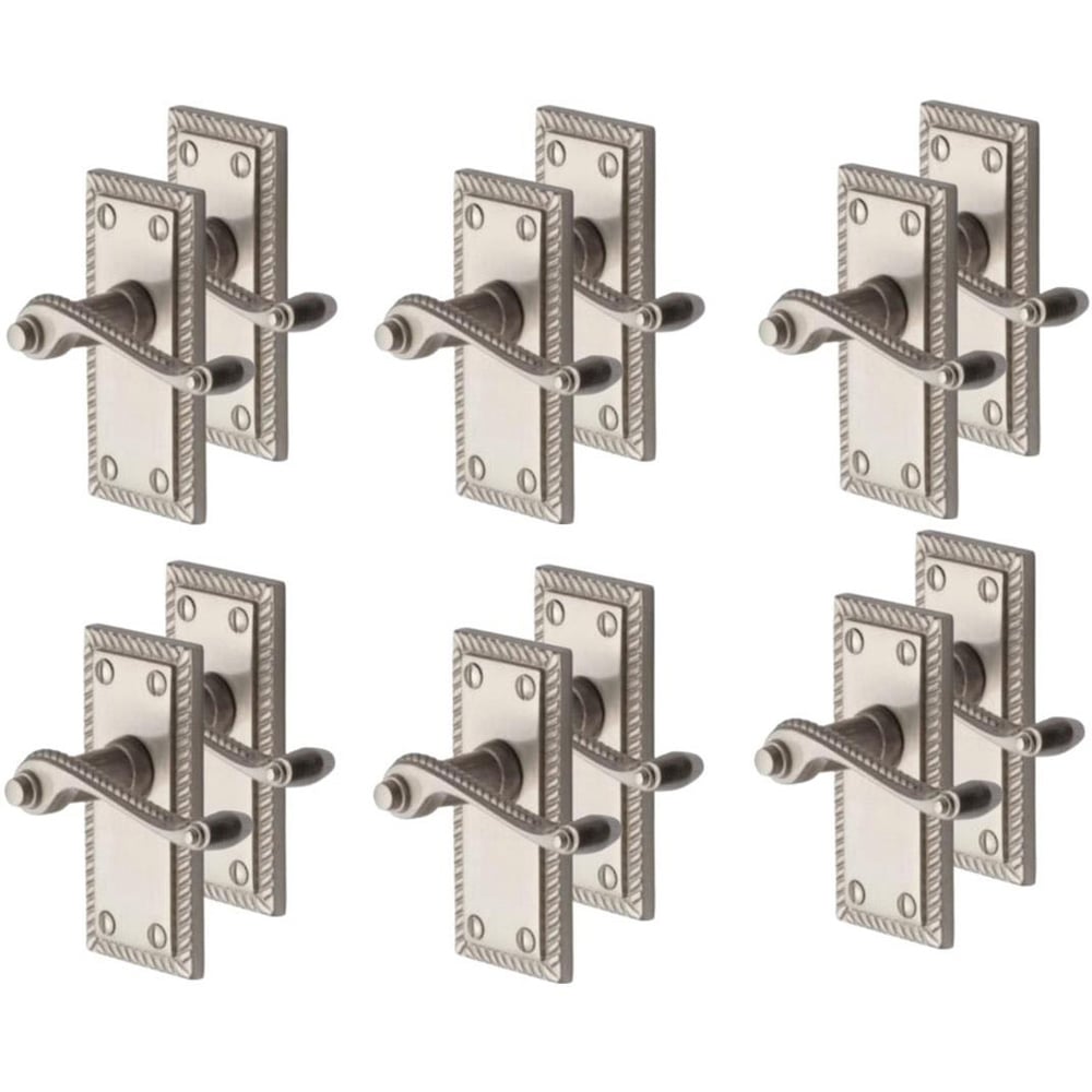 Golden Grace Satin Chrome Georgian Lever Latch Door Handle Set 6 Pack Image 1