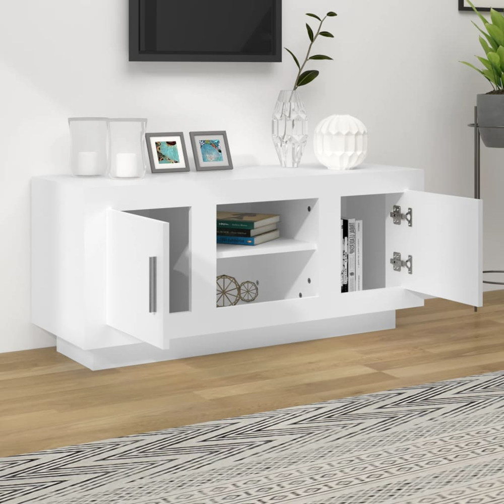 vidaXL 2 Door 2 Shelf White TV Cabinet Image 7
