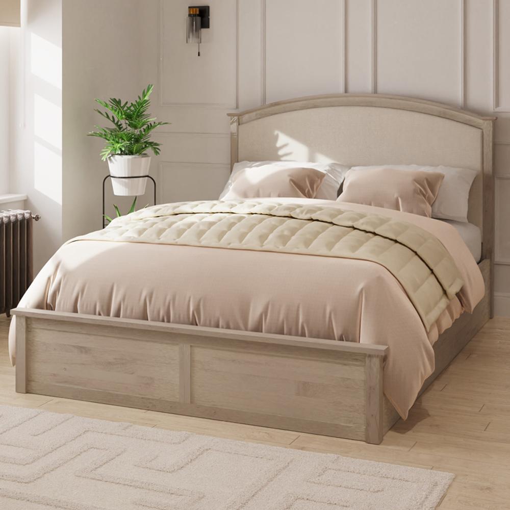 GFW Madrid King Size Limed Oak Ottoman Bed Image 1