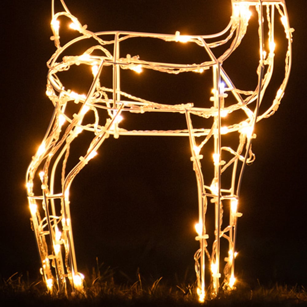 The Christmas Centre 90 LED White Wire Light-Up Small Stag Reindeer 60cm Image 3