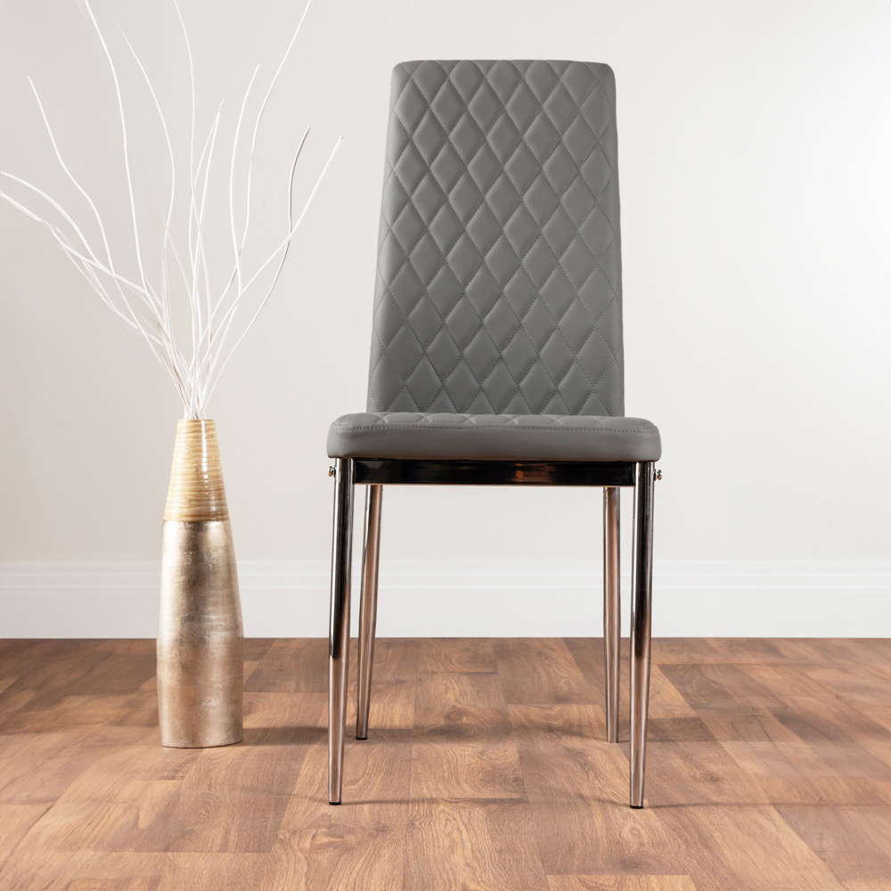 Furniturebox Copeland Valera Marble Effect 4 Seater Dining Set White Grey and Chrome Image 4