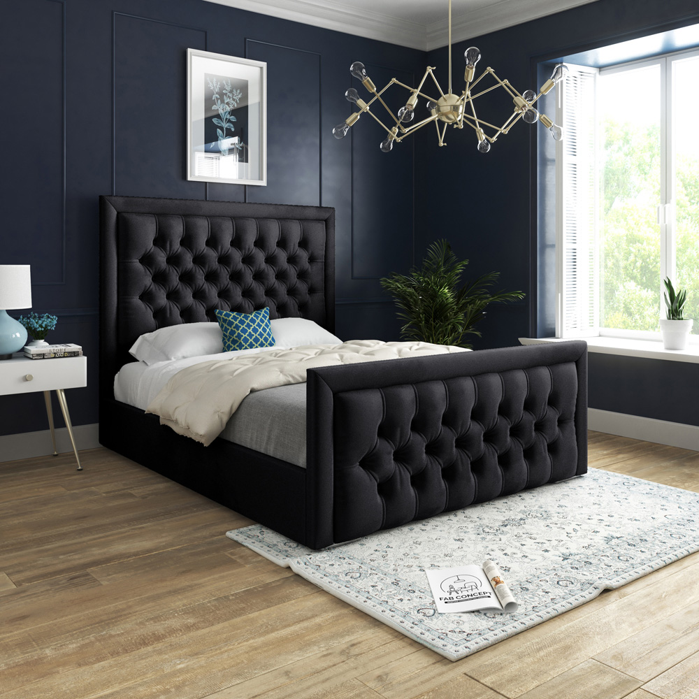 DS Living Kingston Single Black Soft Velvet Bed Frame Image 4