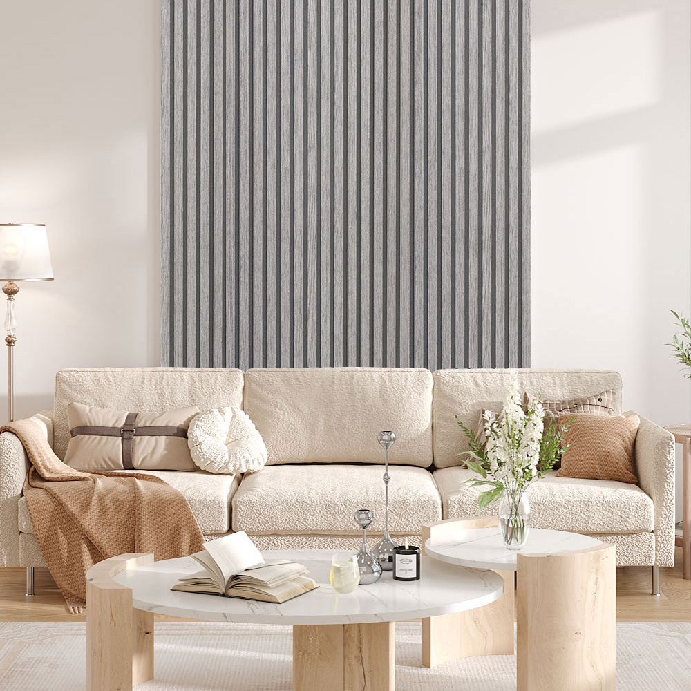 Living and Home Wood Grain Stripe Grey Rectangle PVC Self Adhesive Wallpaper Image 7