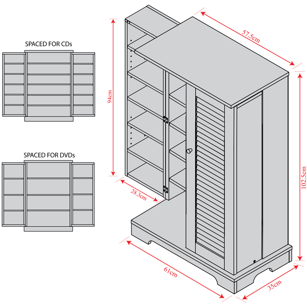 Watsons Victoria Walnut CD and DVD Media Storage Cabinet Image 6