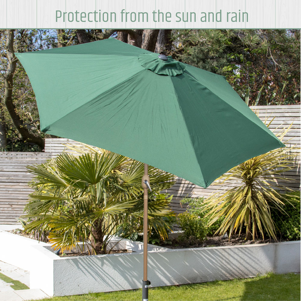 Gardenkraft Dark Green Crank and Tilt Wooden Parasol 2.7m Image 7