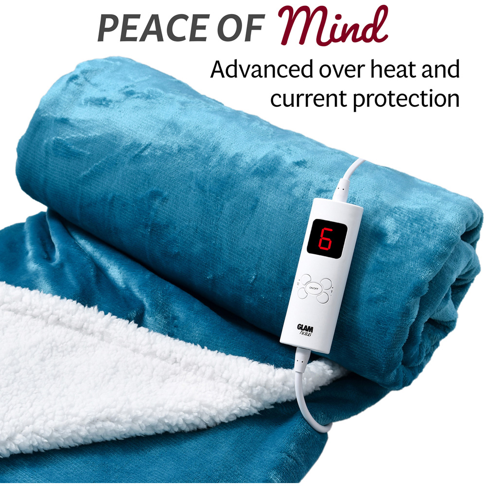 GlamHaus Light Blue Electric Throw 160 x 130cm Image 6