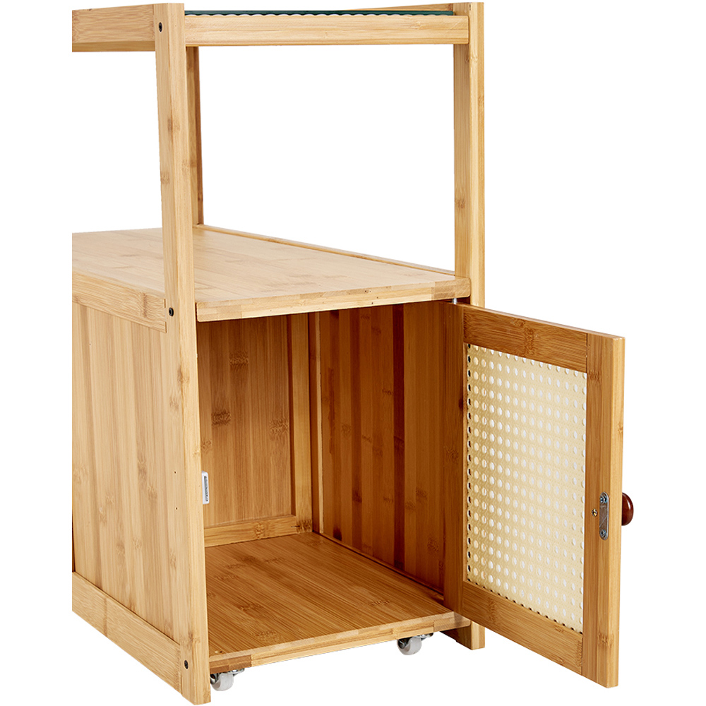 Living and Home 2 Tier 2 Door Wooden Glass Side Table with Wheels Image 5