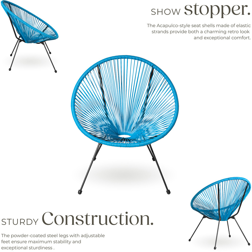 tectake Santana 2 Seater Blue Bristo Set Image 3